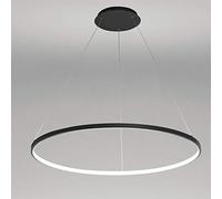 Chandelier Circle LED Pendant Light Metal Acrylic Suspended Chandelier Adjustable Island Hanging for Living Room Kitchen Bedroom,Black+Cold White-80cm 50W
