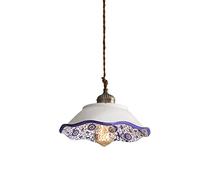 Chandelier Classical Ceramic Small Chandelier Blue White Porcelain Shade Light Adjustable Hanging for Hotel Restaurant Living Room Cbedroom Bathroom Luminaire Fixture/B 25 * 16Cm/a