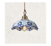 Chandelier Classical Ceramic Small Chandelier Blue White Porcelain Shade Light Adjustable Hanging for Hotel Restaurant Living Room Cbedroom Bathroom Luminaire Fixture/D 24 * 15Cm/a