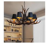 Chandelier, Country Resin Antler Chandelier Bedroom Dining Room Restaurant Horn Lamp V-intage Loft Retro Rustic