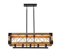 Chandelier Creativity 5 Heads Edison Light Bulb Chandelier Retro Industry Solid Wood Restaurant Pendant Lights Coffee Shop Bar American Hanging Lights ，Ceiling Lighting