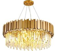 Chandelier,Crystal chandelier, Glass Crystal Ceiling Light Modern Crystal Chandelier Luxury Gold Plated 10 Lights LED Pendant Ceiling Light for Villa, Hotel, Living Room, Dining Room,Gold,75CM Pendant