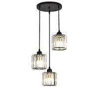 chandelier Crystal Pendant Light Fixture for Diningroom Bedroom, ③-Light Crystal Light Luxury Lighting Chandelier for Kitchen Island,Crystal Raindrop Pendant Lighting-Black a 30X80Cm (Black