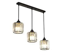 chandelier Crystal Pendant Light Fixture for Diningroom Bedroom, ③-Light Crystal Light Luxury Lighting Chandelier for Kitchen Island,Crystal Raindrop Pendant Lighting-Black a 30X80Cm (Black