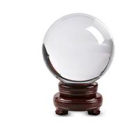 Chandelier Crystal Prisms Pendants 1pcs 30mm-100mm Crystal Ball Quartz Glass Clear Ball Spheres Glass Ball Crystal Decor(80mm,With wooden base)