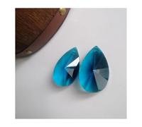Chandelier Crystal Prisms Pendants 2PCS 38mm Colorful Crystal Glass Pear-shaped Prism Pendant Drop Lamp Chandelier Part Hanging Decor(Malachite blue)