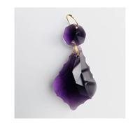 Chandelier Crystal Prisms Pendants 2PCS Garland 38mm K9 Crystal Maple Leaf Prism Pendant Octagonal Bead Gold Ring Chandelier Hanging(Purple)