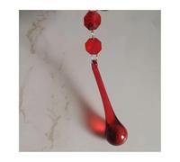 Chandelier Crystal Prisms Pendants 5pcs 135mm Raindrop 80mm Crystal Pendant Prisms W/2 Octagonal Beads Garland Lamp Part Hang(Red)