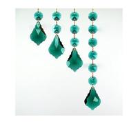 Chandelier Crystal Prisms Pendants 5Pcs 38mm Crystal Maple Leaf Prisms Pendants Maker Chandelier Bead Hanging Parts(Malachite Green)