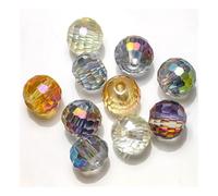 Chandelier Crystal Prisms Pendants Big Hole Ball Bead Faceted Round 10Pcs/Lot 16MM Beads Glass For Decoration(Mixed color)