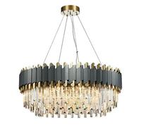 Chandelier, Deluxe Black/Gold Stainless Steel LED Crystal Chandelier Hanging Light Fixture Indoor Decoration(60cm)