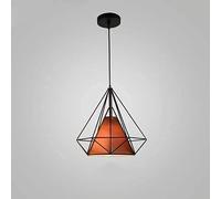 Chandelier Diamond Cage Shade Geometric Retro Industrial Ceiling Fitting E27 Iron Metal Hanging Suspension for Kitchen/Brown/Large