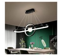 Chandelier Dimmable LED Pendant Lighting Oval Pendant Lamp with Remote Control Chandelier Adjustable Height Hanging Lamp for Dining Table Ceiling Light Black
