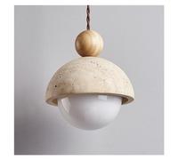 Chandelier E27 Natural Stone Spherical Pendant Light, Retro Rustic Small Pendant Lamp, Wabi-sabi Style Pendant Lighting for Kitchen Island Dining Room - Solid Wood Suspension Lamps (Color : B)
