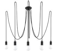Chandelier EDISON 5 STEEL FABRIC BLACK E27 LED SOLLUX LIGHTING Any room Indoor