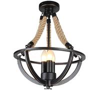 Chandelier, Farmhouse Retro Chandeliers, Creative Industrial Hemp Rope Wrought Iron Hanging Light Fixture 3 Heads Ceiling Lamp Vintage Rustic Kitchen Island Pendant Lighting Bar Cafe,Black Change for