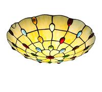 Chandelier Flush Mount,Vintage Stained Glass LED Ceiling Lamp, Crystal Beads Decoration Chandeliers Pendant Hanging Light for Bedroom Living Room Hallway Bathroom Kitchen,5