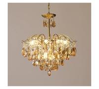 Chandelier, French LED Crystal Light Fixtures for Bedroom, Study and Dining Room. Height-Adjustable Ceiling Chandelier(DD40CM) (Changeable DD50CM)