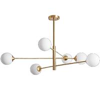 Chandelier,Full Copper Glass Ball Ceiling Lighting Fixture,Height Adjustable,for Living Room Dining Room Bedroom Kitchen Island Bar Counter/Gold/6T/D/6T