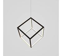 Chandelier Geometrical Pendant Light LED Square Chandelier Adjustable Hanging Ceiling Lighting for Dining Room Bedroom Restaurant,Black+WarmLight-a50cm