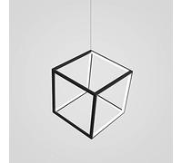 Chandelier Geometrical Pendant Light LED Square Chandelier Adjustable Hanging Ceiling Lighting for Dining Room Bedroom Restaurant,Black+WhiteLight-a30cm