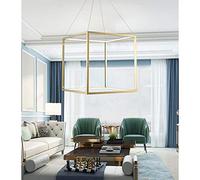 Chandelier Geometrical Pendant Light LED Square Chandelier Adjustable Hanging Ceiling Lighting for Dining Room Bedroom Restaurant,Gold+WarmLight-a40cm