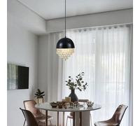 Chandelier Gold Black Crystal Pendant Light LED Ceiling Lighting Fixtures for Kitchen Island Room Above The Dining Table Hanging Lights(Black)