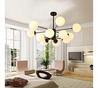 Chandelier Large Pendant Lamp E27 Hanging Light Modern Glass Pendant Light White Magic Beans Design Lampshade Creative Dining Room Bedroom Home Living Room Office Cafe Ceiling Lighting,Black,12 Heads