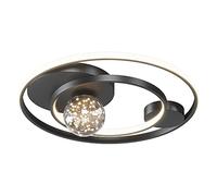 Chandelier Led Ceiling Light, Ultra Thin Aluminum Ceiling, Round Living Room Bedroom Study Dining Room Decorative Lights, Black 3000K-6000K Dimmable Light [Energy Class Black/52Cm