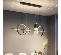Chandelier Led Chandelier with Star Project Lamp, Dimmable LED Pendant Light with Spotlights,Adjustable Linear Hanging Light for Kitchen Island-Black b 100x120cm(39x47inch)