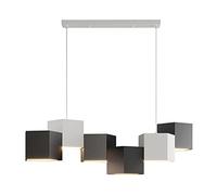 Chandelier LED Hanging Light Fixture for Dining Room Office Livingroom, Cube Dimmable LED Pendant Light 6 Lights,Contemporary Geometric Chandelier-Black White 80x42x70cm(31x17x28inch)
