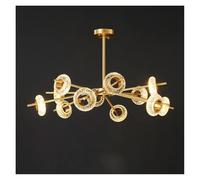 Chandelier, LED Postmodern Round Copper Donuts Chandelier Lighting Lustre Suspension Luminaire Lampen for Dinning Room(12light)