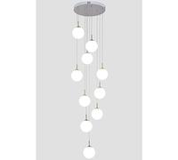 Chandelier light 10-Light Chandeliers Modern Raindrop Pendant Lighting Milk White Glass Ball Lampshade Dome Long Chandelier Compatible with Foyer Entryway Stairwell Ceiling Fixture