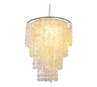 Chandelier light Ceiling Pendant Lamp Modern White Seashell Chandelier - Wind Chimes Suspension Light E27 8-Light - Unique Stratification Compatible with Restaurant Living Room and Cafe Decorative