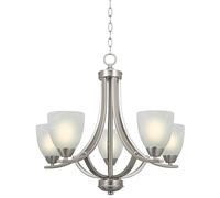Chandelier Light, Chandelier, Alabaster Glass Shades, Adjustable Chain, Brushed Nickel Finish,24" Contemporary 5-Light Large Chandelier