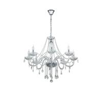 Chandelier Light Chrome Plated Steel & Clear Glass Droplets Bulb E14 8x40W