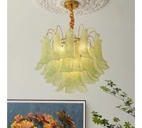 Chandelier Light, Colorful Glass Modern Romantic Artistic Ceiling Chandeliers 2025 Home LED Lighting Fixture Hanging Lamps for Living Room Decor(Warm Light,Green 60cm)
