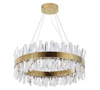 Chandelier Light Crystal Chandelier 2-Tier Round Crystal Chandelier Stainless Steel Pendant Light Adjustable Hanging Lighting Fixture for Living Room Kitchen Island Bedroom (Color : Golden, Size : 0