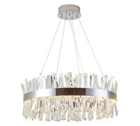 Chandelier Light Crystal Chandelier 2-Tier Round Crystal Chandelier Stainless Steel Pendant Light Adjustable Hanging Lighting Fixture for Living Room Kitchen Island Bedroom (Color : Chrome, Size : 0