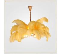 Chandelier Light Fixture LED Chandeliers, Natural Ostrich Feather Pendant Lights LOFT Lustre Pendente Bedroom Hanglamp Restaurant Lighting,Chandelier Lamp