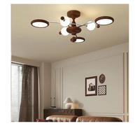 Chandelier Light, French Retro Living Room Chandelier Wood Walnut Color Creative Magic Bean Light Eye Protection Bedroom LED Brown Ceiling