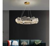 Chandelier Light, Ginkgo Leaf Art Chandelier Modern Simple Living Room Light Luxury Network Red Creative Bedroom Warm Study Cable Lighting(68cm,Tricolour)