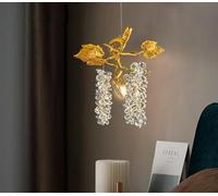 Chandelier Light, Individual Grape Crystal Chandelier Light Luxury Copper Lamp Simple Atmospheric Bedroom Bedside Living Room Dining Lighting(Natural Light)