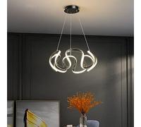 Chandelier light, Irregular Flower Ring Chandelier Iron Bedroom Living Room Decor Pendant Light Minimalist Dining Table Bar - LED Fixtures Lighting Interesting Life(Black,45cm)