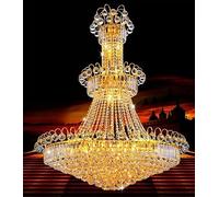 Chandelier Light, Luxury Living Room Crystal Chandelier Staircase European-Style(2 Layer D40XH45cm,Cold Light)