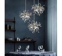 Chandelier Light, Modern Chandelier Table Pendant Lamp Industrial Suspension Personality Sequin Hanging Light Living Room Home Decor Lustre(Chrome 3 Heads Round,Cold White)