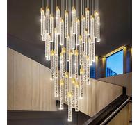 Chandelier Light, Modern Long Crystal LED Ceiling Chandelier Luxury Villa Living Room Staircase Home Decoration Light Room Decor Lamps(20 Heads,Golden_Warm White)