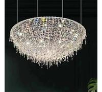 Chandelier Light, Modern Luxury Round Oval Crystal Chandelier for Living Dining Room Chrome Luster LED Pendant Lights Hotel Duplex Villa Lamp(C,Natural Light_Dia 60CM)