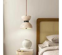 Chandelier Light, Modern Travertine Limestone LED Pendant Lamp for Bedroom Dining Room Bedside Stone Long Line Designer Suspension Lustre(Warm Light)