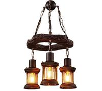 Chandelier light, Pendant Lights, Industrial Chandelier Retro Farmhouse Lighting Fixture Distressed Wood Beam Large Linear Island Pendant Lights Steampunk Rustic 1/2 Heads Ceiling Hanging Lamp